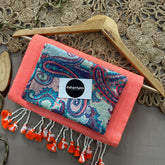 Paech Handloom Khadi Cotton Saree With Mango Print Blouse
